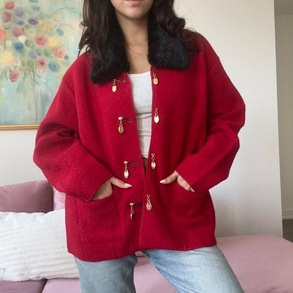 Red Wool Layering Jacket
